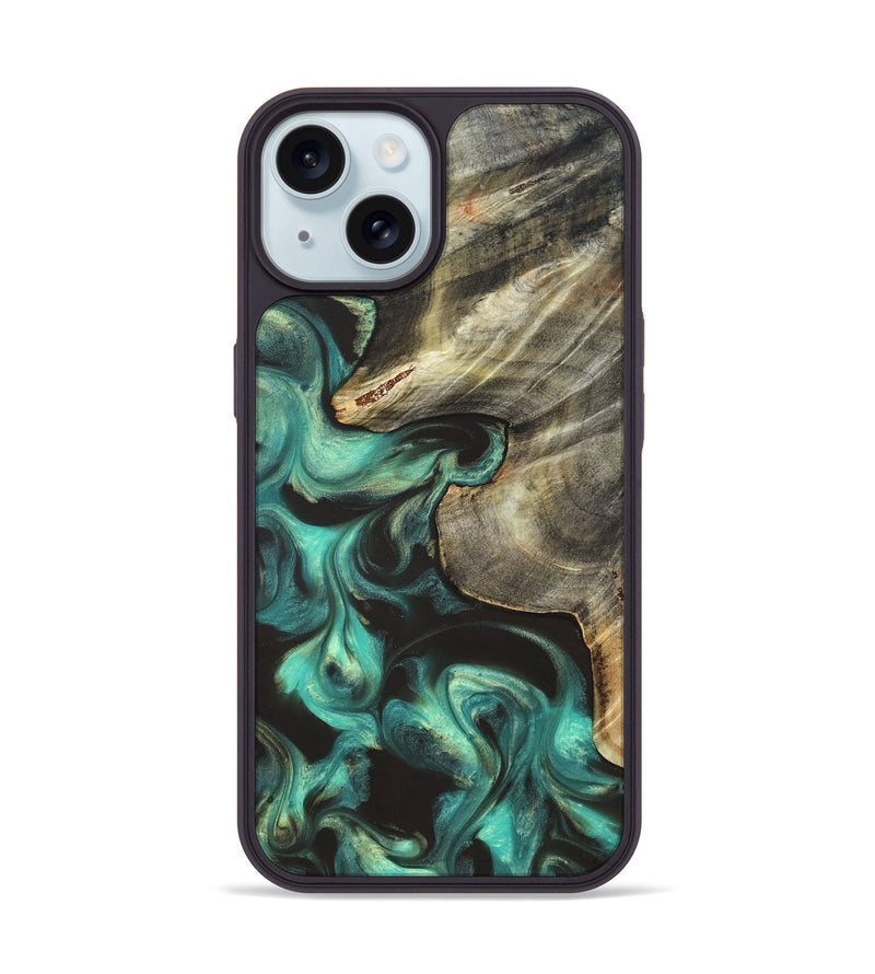 iPhone 15 Wood Phone Case - Litzy (Green, 819649)