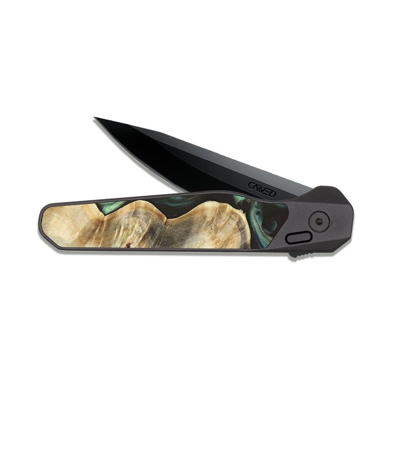 EDC Dark Slate Wood Pocket Knife - Ike (Green, 819652)