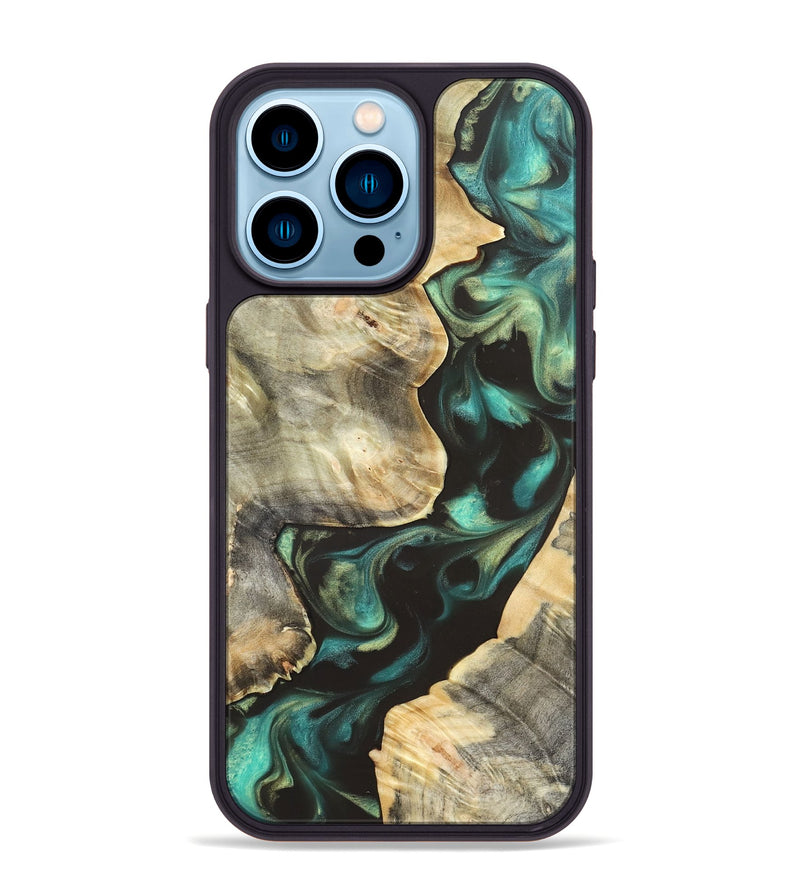 iPhone 14 Pro Max Wood Phone Case - Ike (Green, 819652)