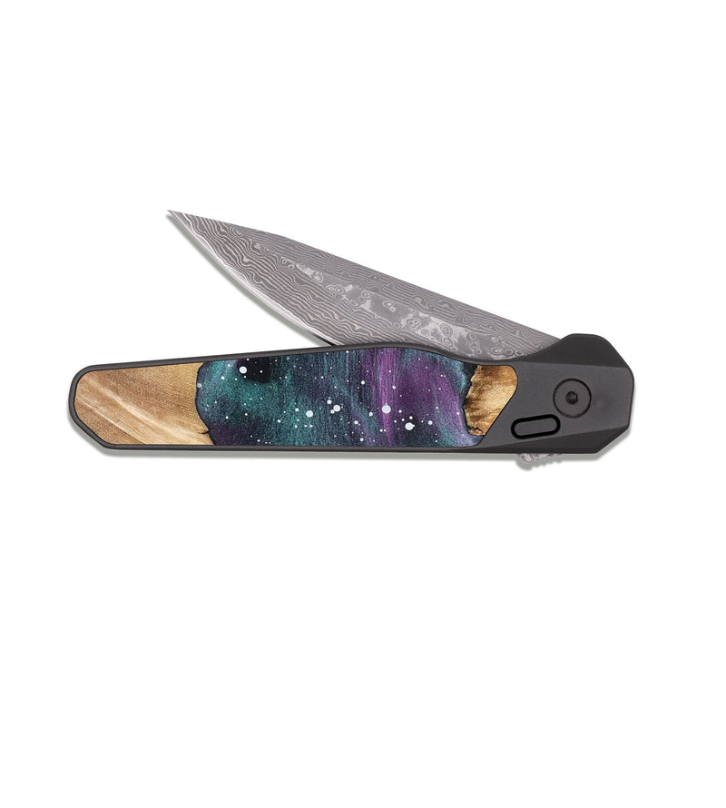 EDC Dark Damascus Wood Pocket Knife - Camren (Cosmos, 819656)