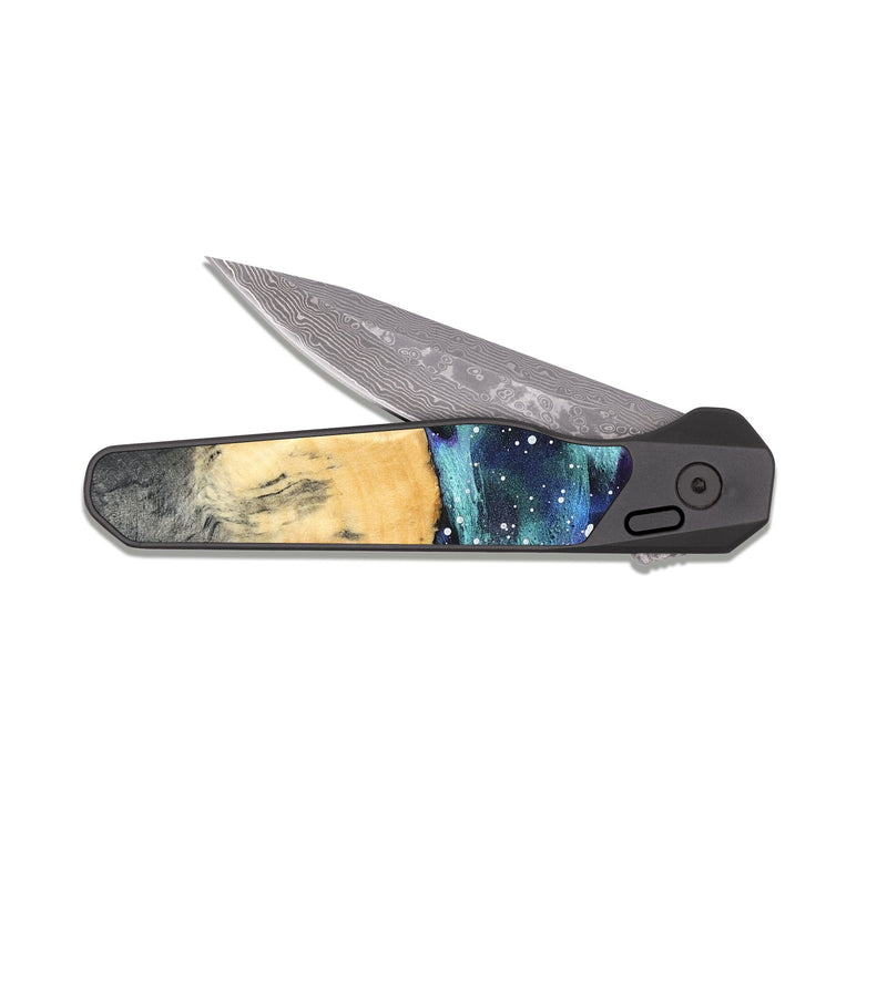 EDC Dark Damascus Wood Pocket Knife - Jenifer (Cosmos, 819659)