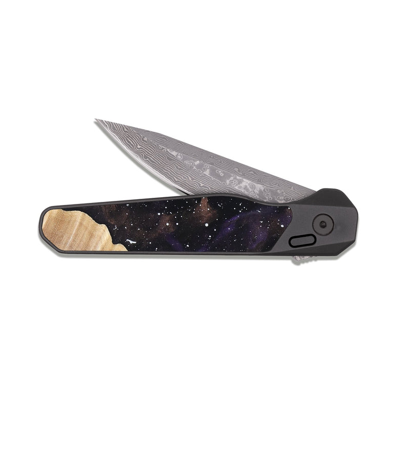 EDC Dark Damascus Wood Pocket Knife - Dakota (Cosmos, 819663)