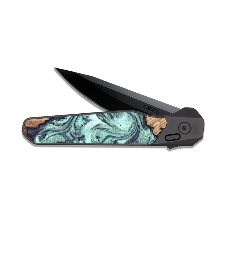 EDC Dark Slate Wood Pocket Knife - Aleah (Green, 819675)