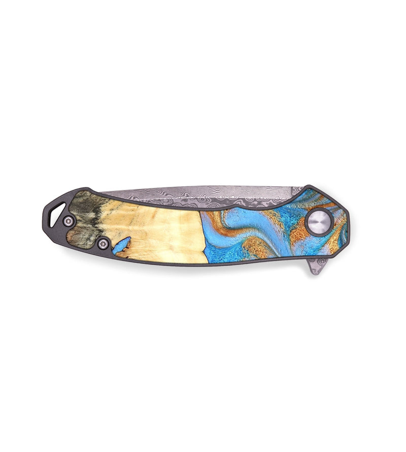 EDC Wood Pocket Knife - Beckett (Teal & Gold, 819677)