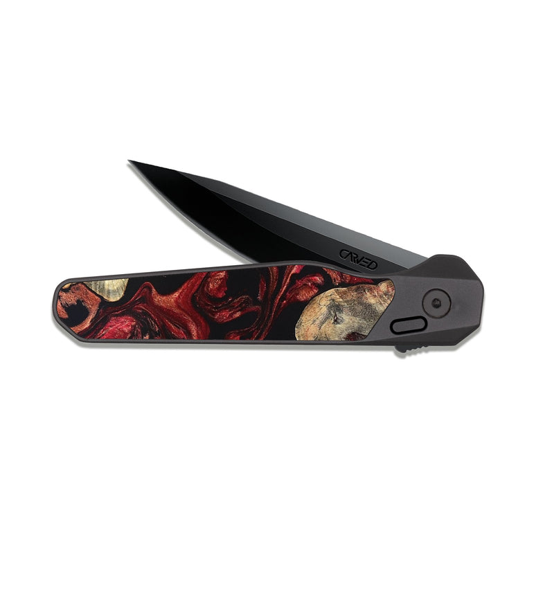 EDC Dark Slate Wood Pocket Knife - Shellie (Red, 819688)