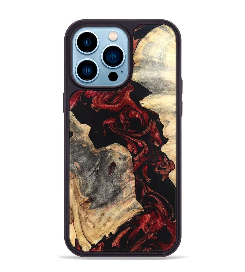 iPhone 14 Pro Max Wood Phone Case - Shellie (Red, 819688)