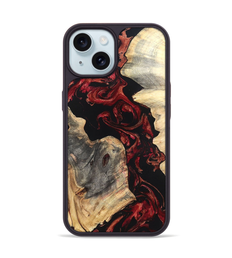 iPhone 15 Wood Phone Case - Shellie (Red, 819688)