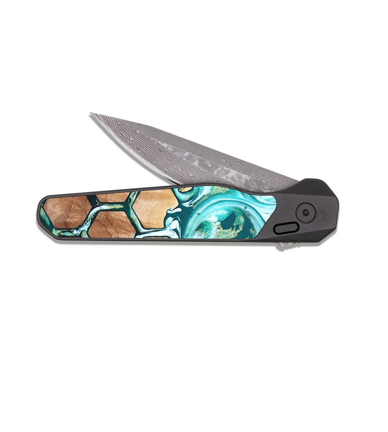 EDC Dark Damascus Wood Pocket Knife - Kennith (Pattern, 819689)