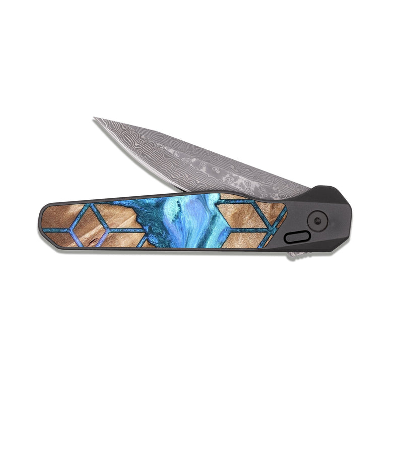 EDC Dark Damascus Wood Pocket Knife - Rashida (Pattern, 819692)