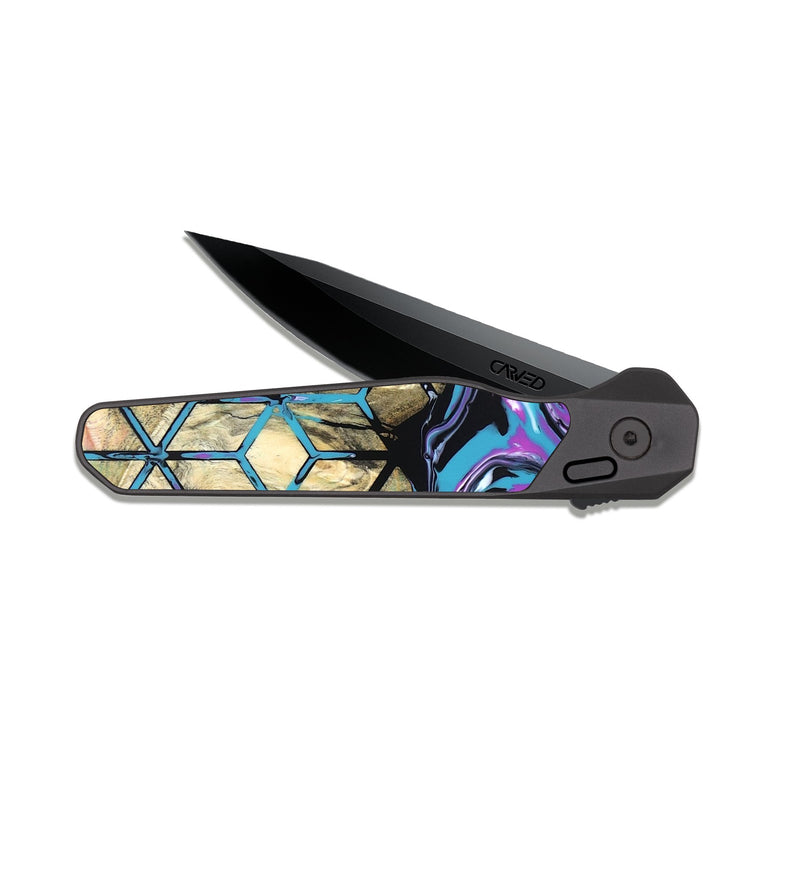 EDC Dark Slate Wood Pocket Knife - Kayden (Neon, 819694)