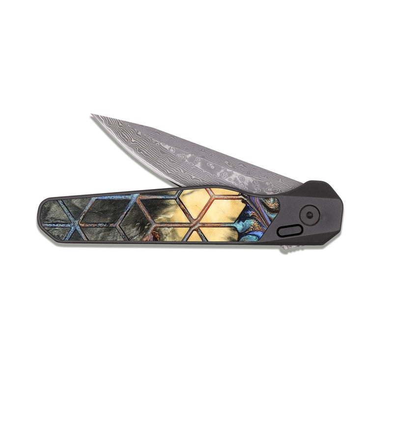 EDC Dark Damascus Wood Pocket Knife - Leda (Pattern, 819697)