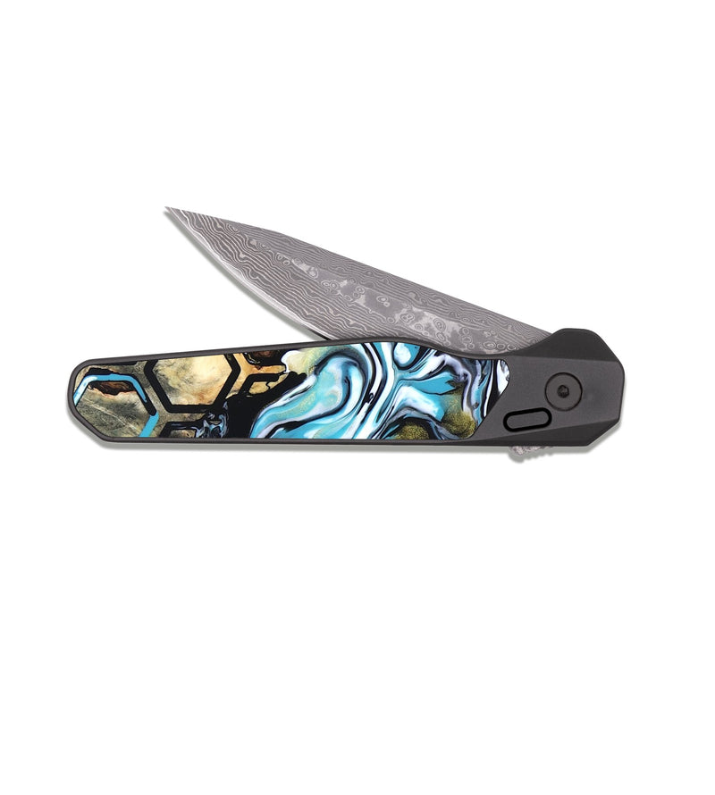 EDC Dark Damascus Wood Pocket Knife - Evander (Pattern, 819703)