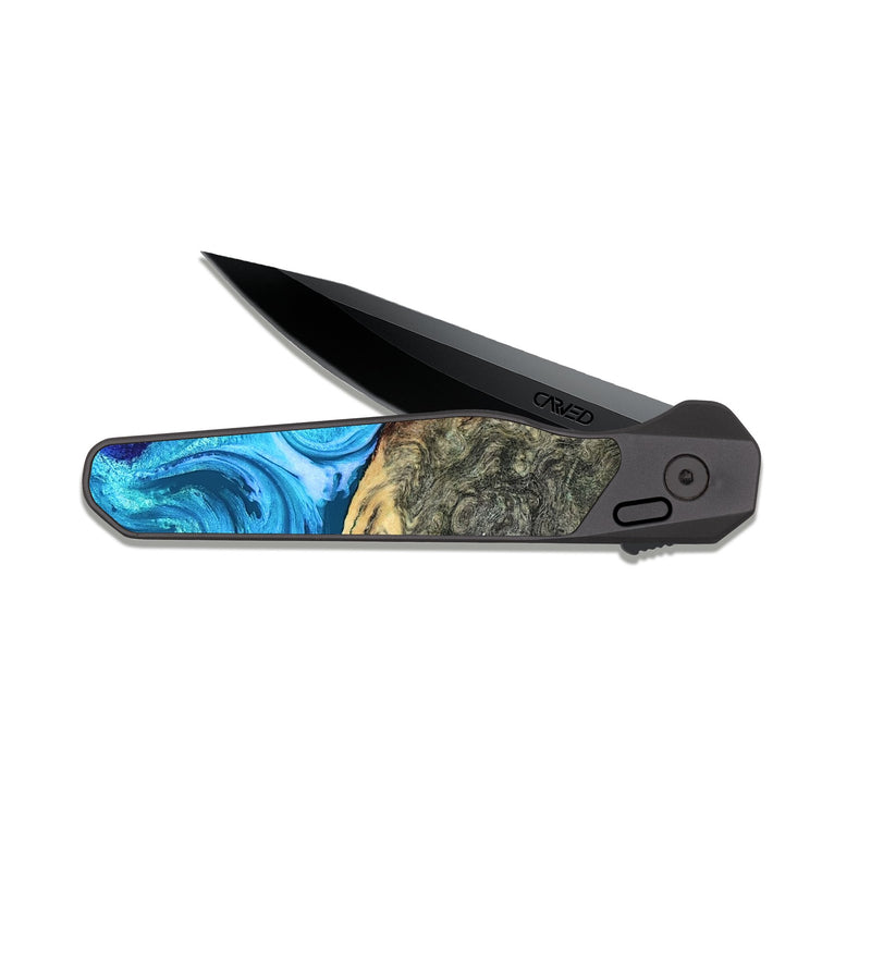 EDC Dark Slate Wood Pocket Knife - Alda (Blue, 819706)