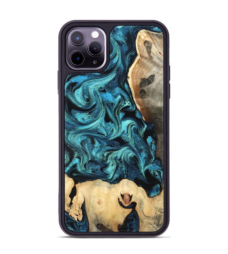 iPhone 11 Pro Max Wood Phone Case - Mavis (Blue, 819708)