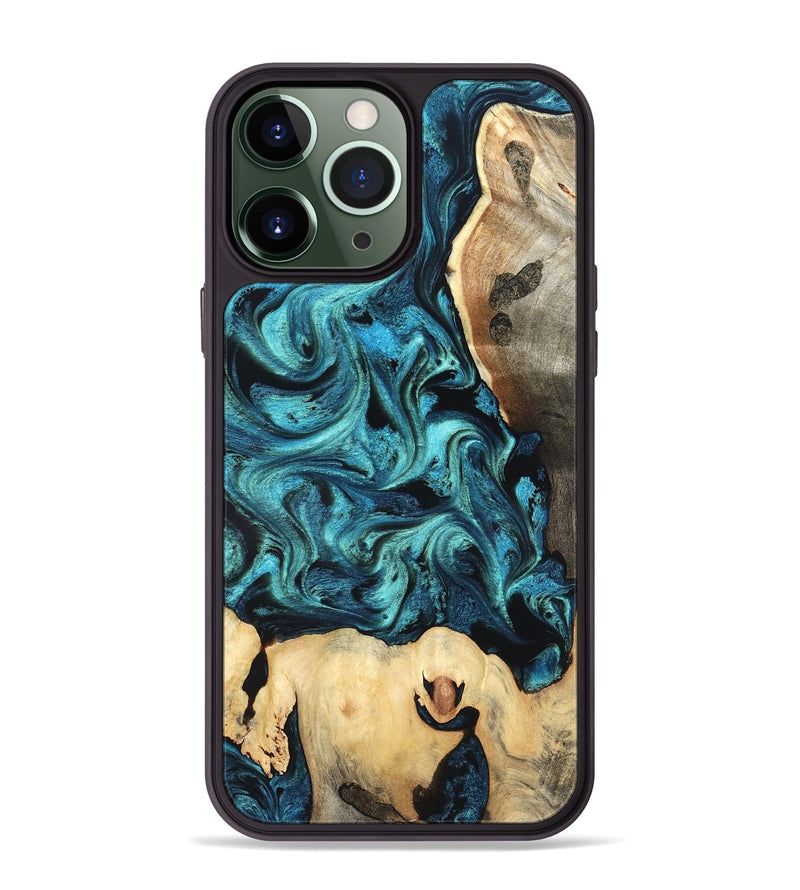 iPhone 13 Pro Max Wood Phone Case - Mavis (Blue, 819708)