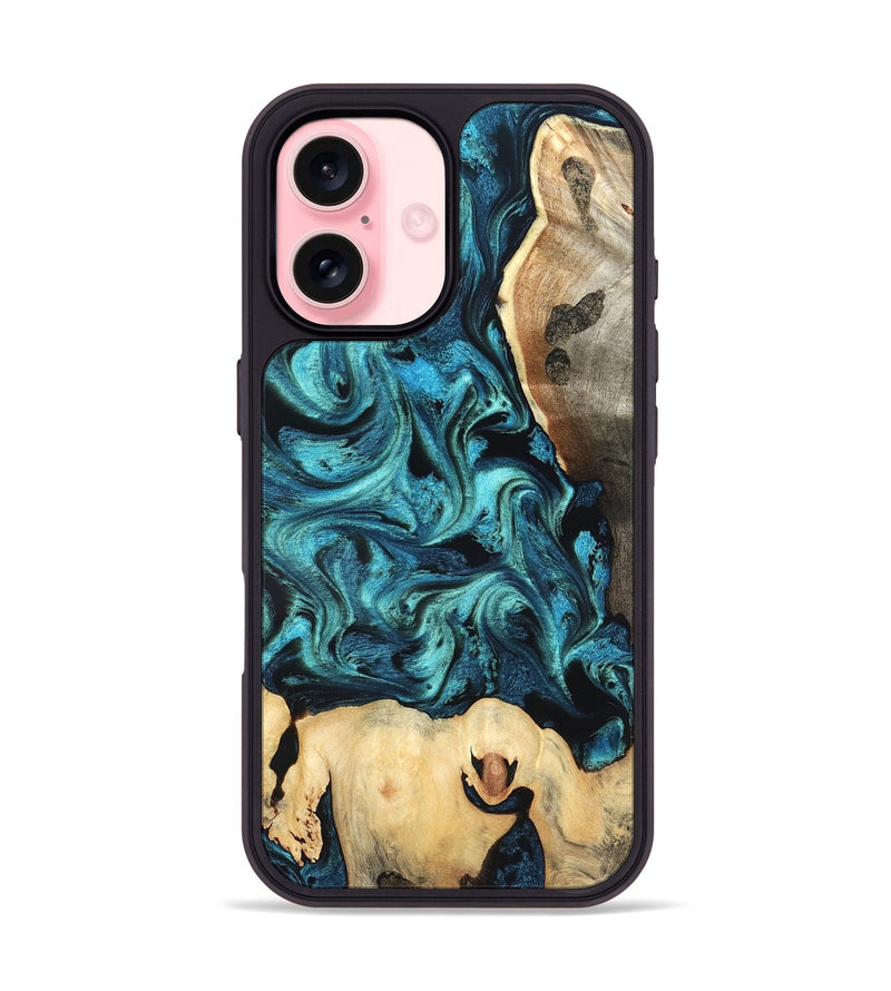 iPhone 16 Wood Phone Case - Mavis (Blue, 819708)