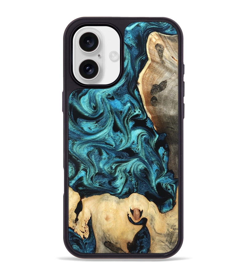 iPhone 16 Plus Wood Phone Case - Mavis (Blue, 819708)