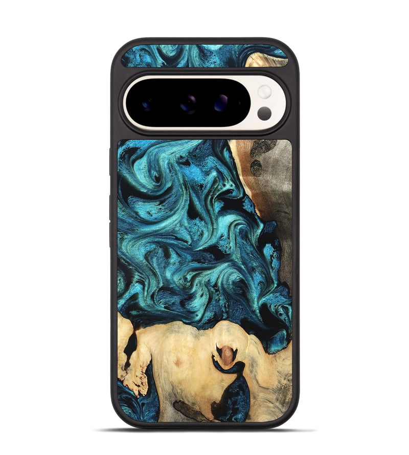 Pixel 9 Pro Wood Phone Case - Mavis (Blue, 819708)
