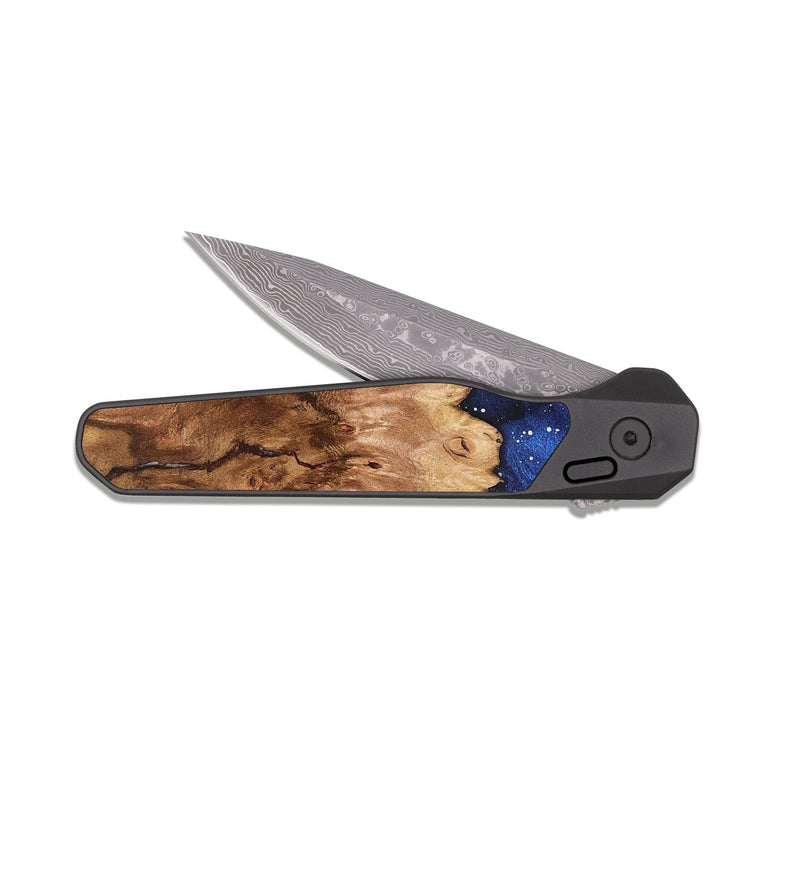 EDC Dark Damascus Wood Pocket Knife - Mathias (Cosmos, 819709)