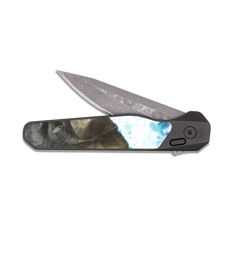 EDC Dark Damascus Wood Pocket Knife - Ashlyn (Coastal, 819719)