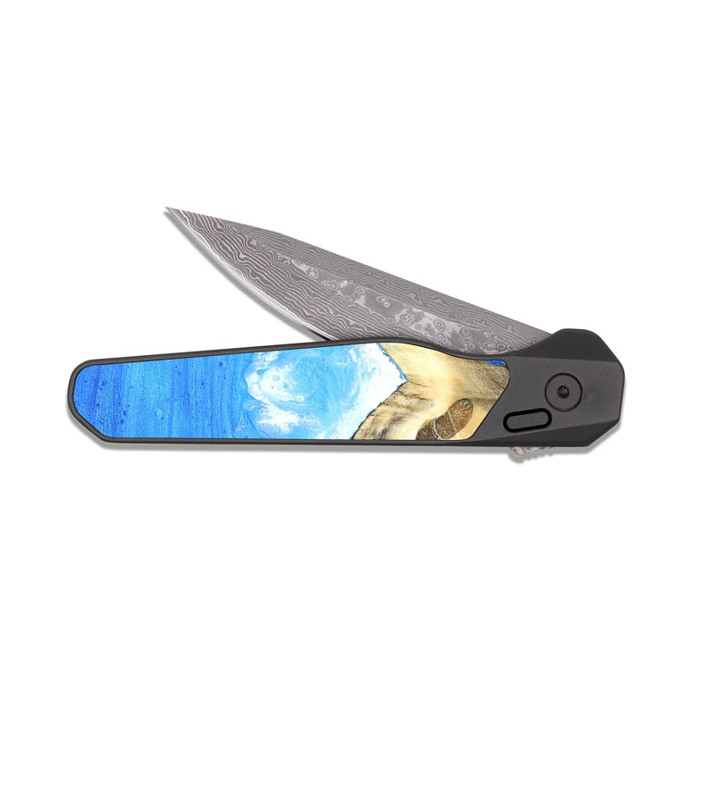 EDC Dark Damascus Wood Pocket Knife - Wilda (Coastal, 819721)