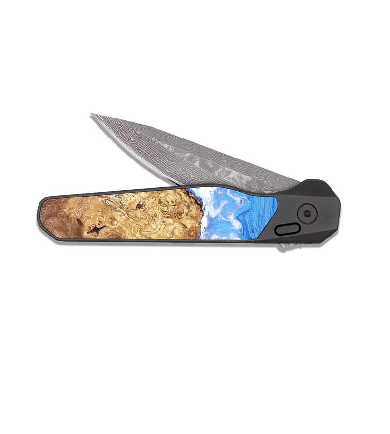 EDC Dark Damascus Wood Pocket Knife - Paige (Coastal, 819723)