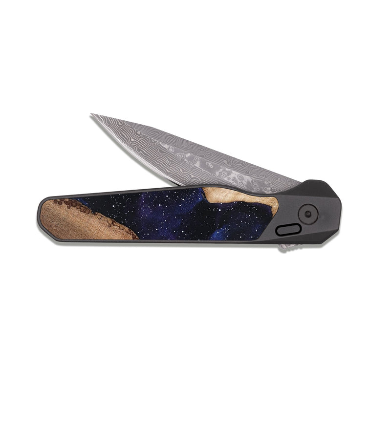 EDC Dark Damascus Wood Pocket Knife - Kailyn (Cosmos, 819732)