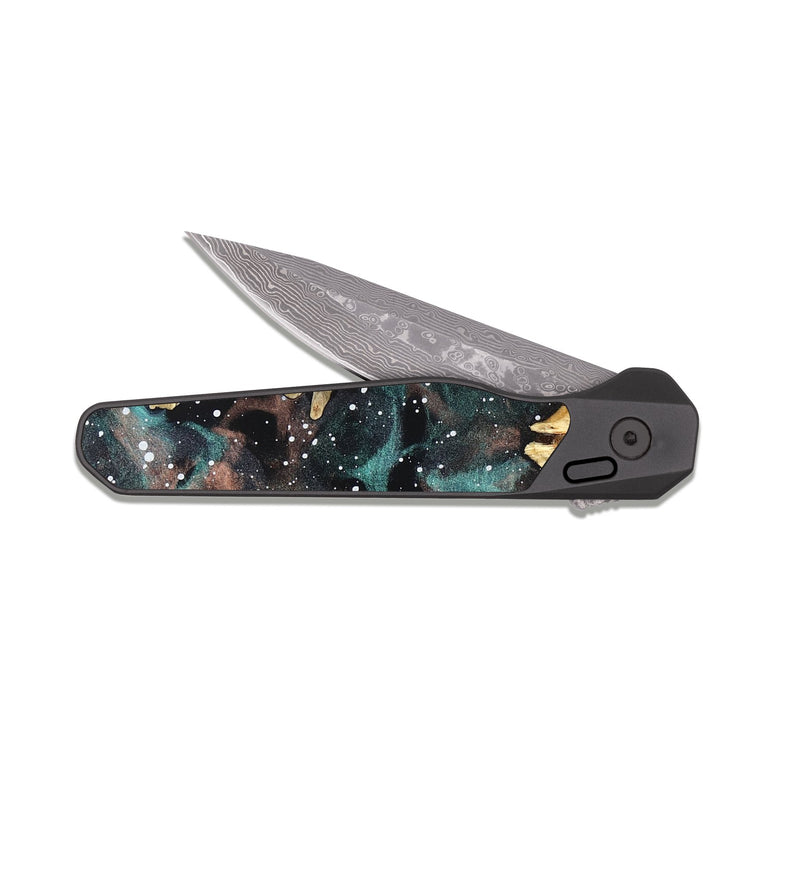 EDC Dark Damascus Wood Pocket Knife - Nova (Cosmos, 819736)