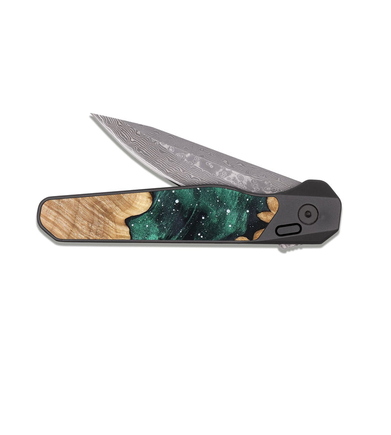 EDC Dark Damascus Wood Pocket Knife - Valarie (Cosmos, 819741)