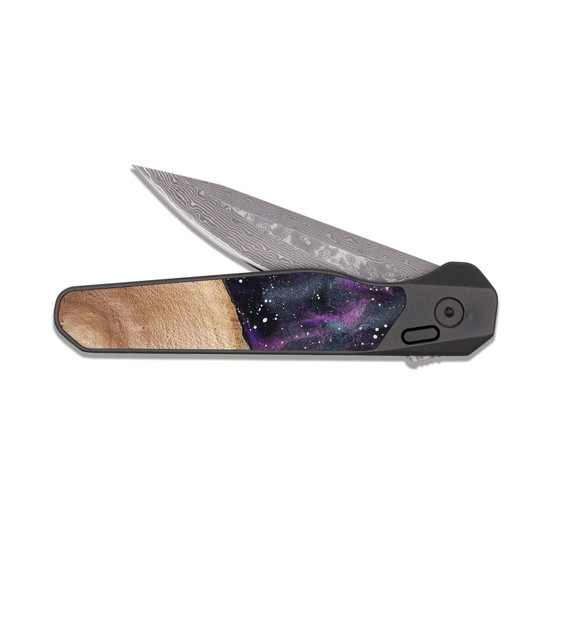 EDC Dark Damascus Wood Pocket Knife - Malakai (Cosmos, 819743)