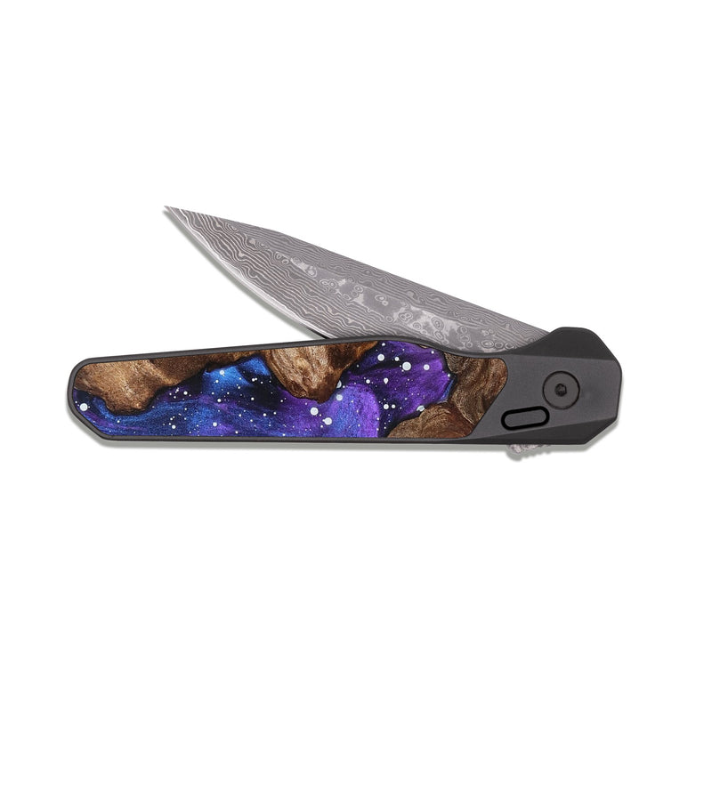 EDC Dark Damascus Wood Pocket Knife - Russel (Cosmos, 819744)