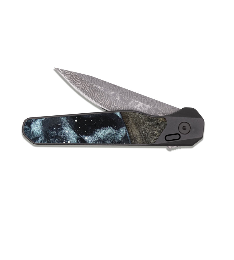 EDC Dark Damascus Wood Pocket Knife - Kenai (Cosmos, 819746)
