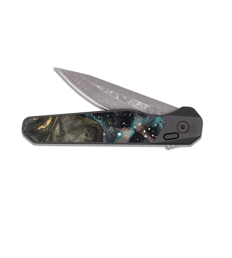 EDC Dark Damascus Wood Pocket Knife - Valery (Cosmos, 819747)