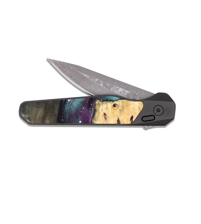 EDC Dark Damascus Wood Pocket Knife - Retta (Cosmos, 819748)