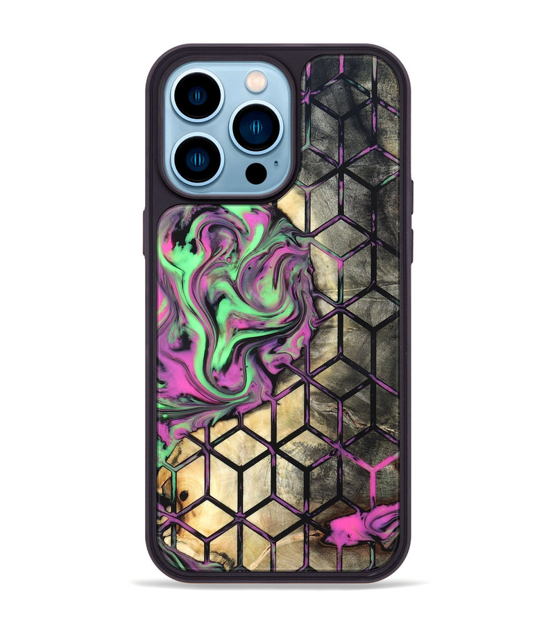 iPhone 14 Pro Max Wood Phone Case - Andria (Neon, 819752)