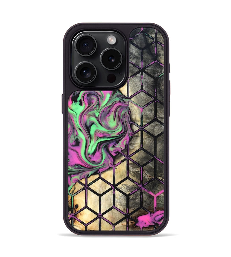 iPhone 15 Pro Wood Phone Case - Andria (Neon, 819752)