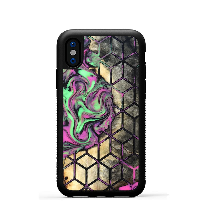 iPhone Xs Wood Phone Case - Andria (Neon, 819752)