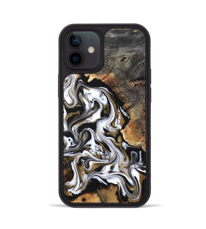 iPhone 12 Wood Phone Case - Layla (Black & White, 819753)