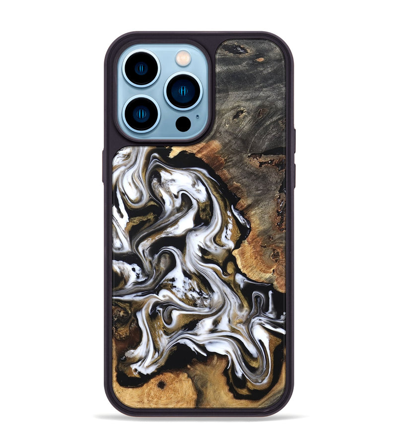 iPhone 14 Pro Max Wood Phone Case - Layla (Black & White, 819753)
