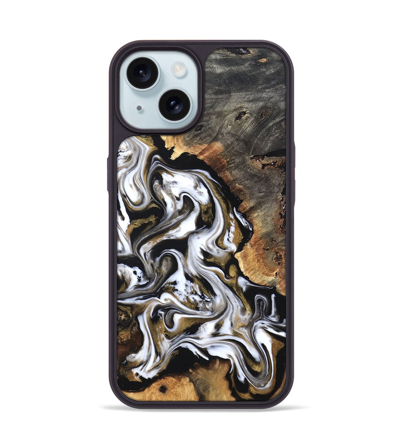 iPhone 15 Wood Phone Case - Layla (Black & White, 819753)