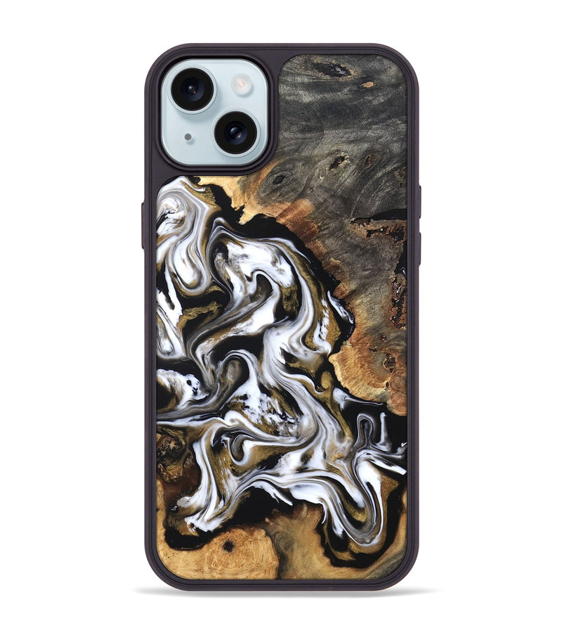 iPhone 15 Plus Wood Phone Case - Layla (Black & White, 819753)