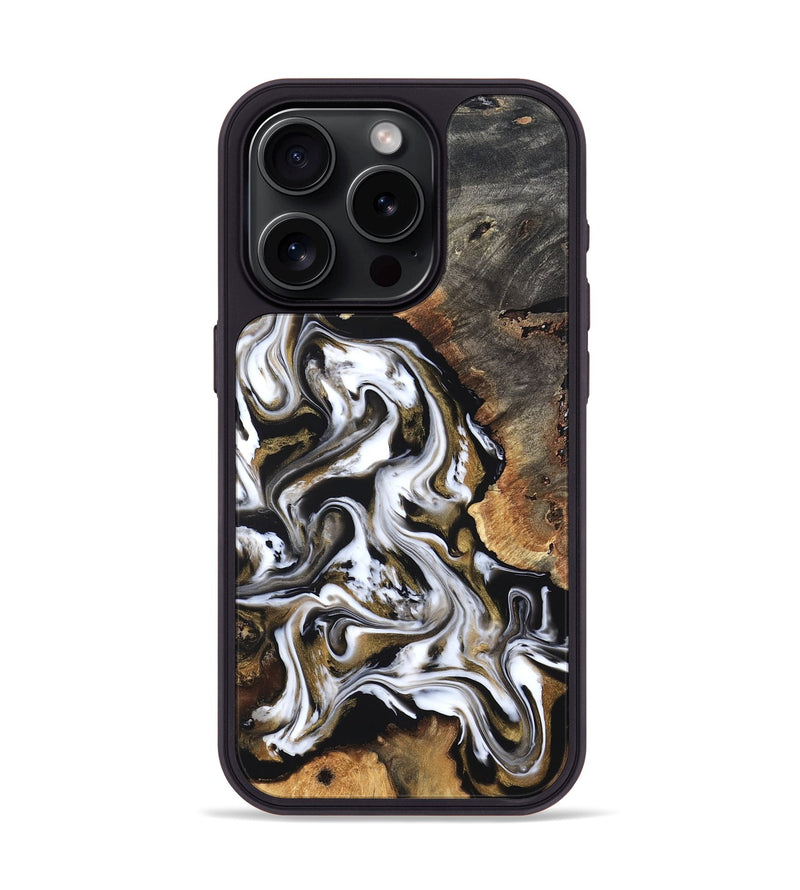 iPhone 15 Pro Wood Phone Case - Layla (Black & White, 819753)
