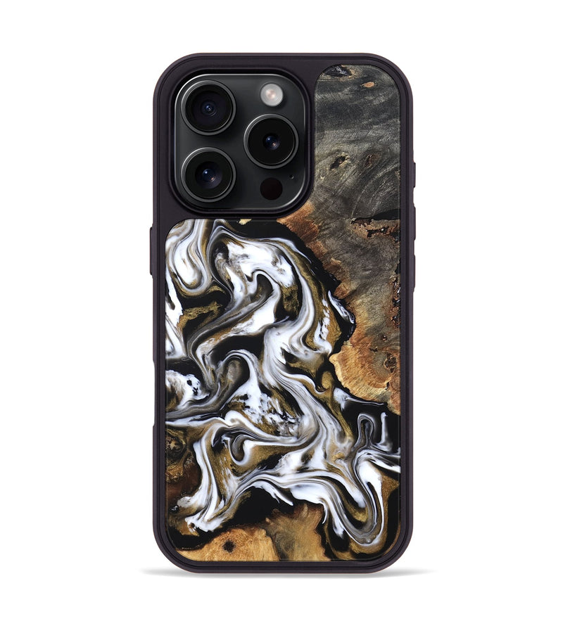 iPhone 16 Pro Wood Phone Case - Layla (Black & White, 819753)