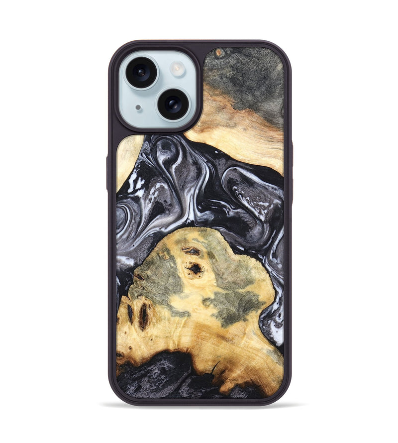 iPhone 15 Wood Phone Case - Odis (Black & White, 819757)