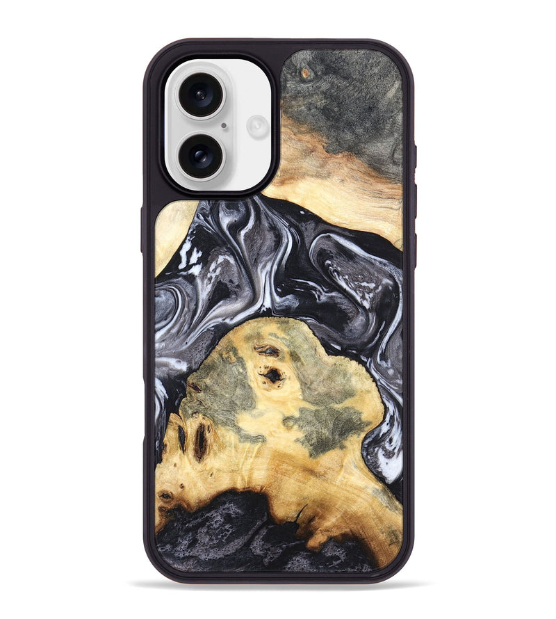 iPhone 16 Plus Wood Phone Case - Odis (Black & White, 819757)