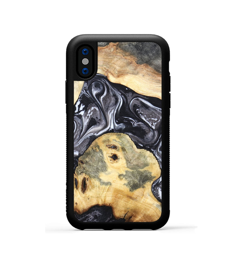iPhone Xs Wood Phone Case - Odis (Black & White, 819757)