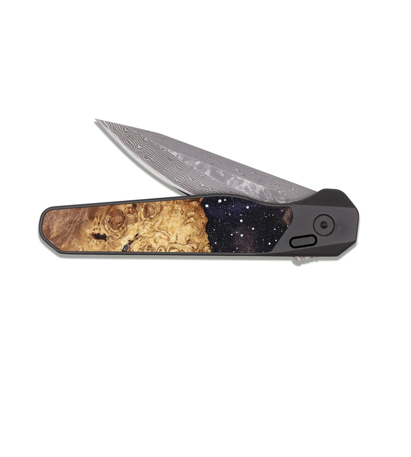 EDC Dark Damascus Wood Pocket Knife - Allie (Cosmos, 819761)