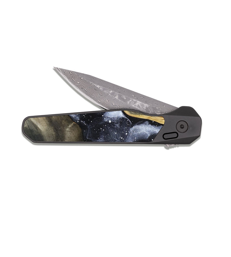 EDC Dark Damascus Wood Pocket Knife - Averi (Cosmos, 819763)