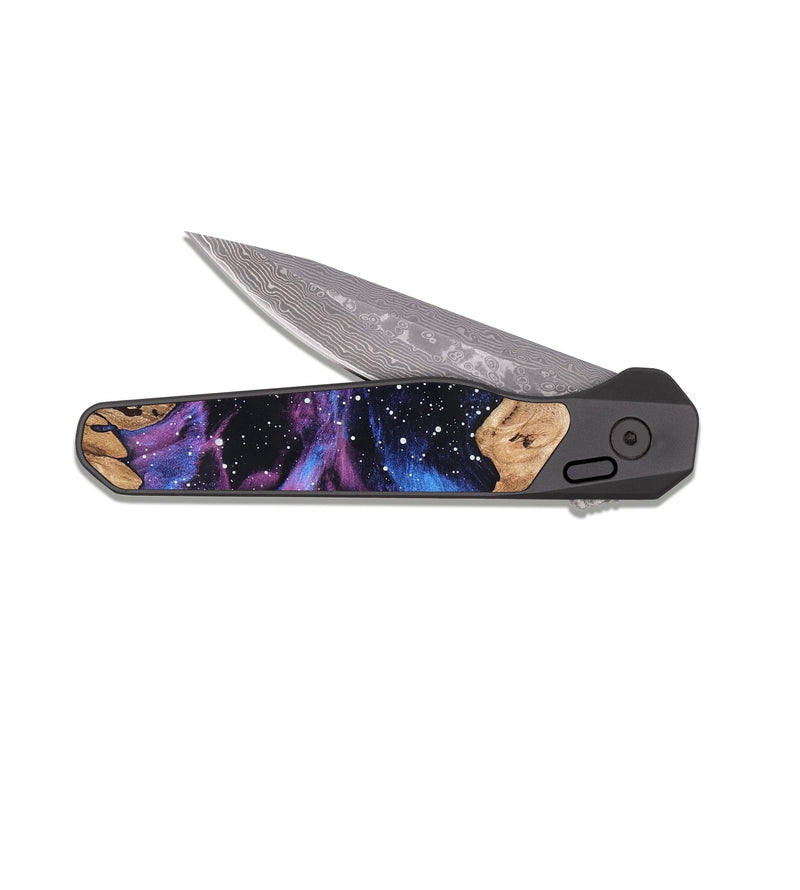 EDC Dark Damascus Wood Pocket Knife - Elenora (Cosmos, 819764)