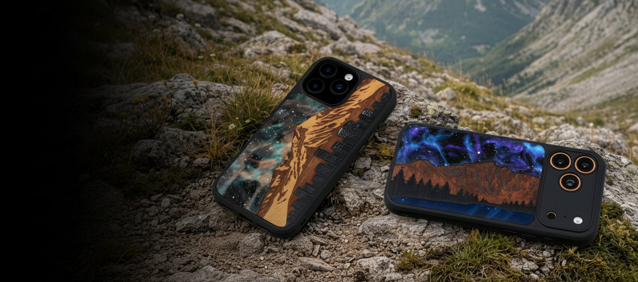 Carved Phone Case on display